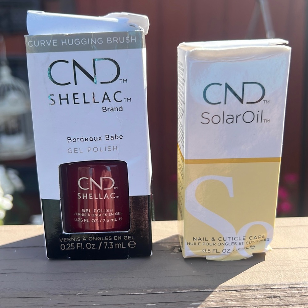 CND Shellac UV Gel Polish 0.25 oz - Bordeaux Babe/ CND Solar Oil Cuticle Care